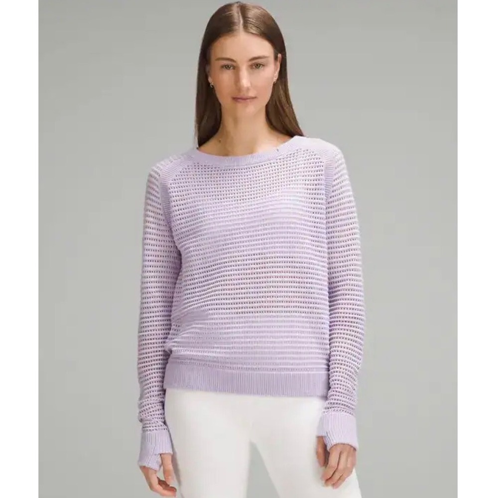 Lululemon | Purple Lavender Pointelle-Knit Cotton Sweater W3HMIS Sz L
